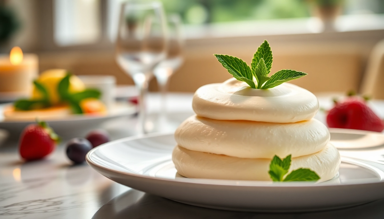 Geniet van een verrukkelijke mousseline dessert met een romige en luxe textuur.